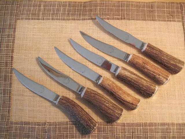Rustic Antler Western Style Stainless Steel Steak Knife Set Of 6