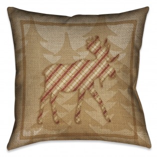 Country Cabin Moose Plaid Pillow