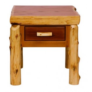 One Drawer Log End Table