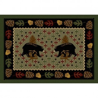 Patchwork Bear Rug - Green 3x4