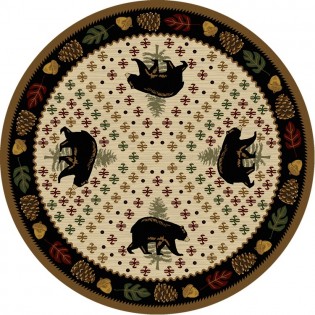 Patchwork Bear Round Rug - Natural