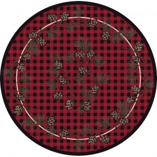 Red Wooded Pines Round Rug