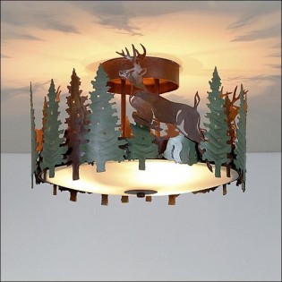 Woodcrest Deer Semi-Flush Ceiling Light