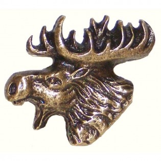 Antique Brass Moose Head Knob - Left Face