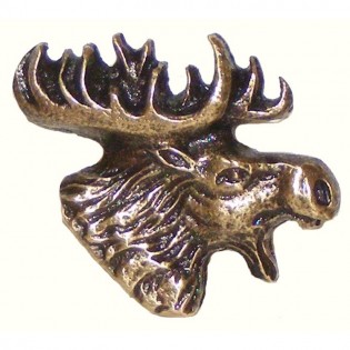 Antique Brass Moose Head Knob-Right Facing