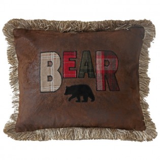 Faux Leather Bear Pillow