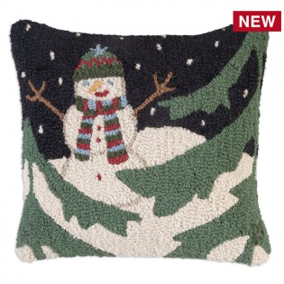 Evening Snowman Wool Pillow