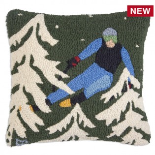 Stormy Day Skier Pillow