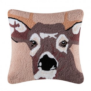 Deer in the Woods Hooked Pillow
