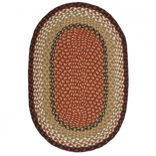 Burgundy/Mustard Braided Jute Oval Rugs