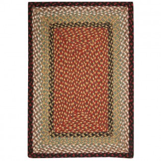 Burgundy/Mustard Braided Jute Rectangle Rug-4x6