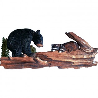 Bear and Racoon on Tree 32" W