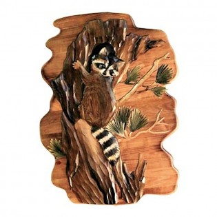 Racoon in Tree Wood Wall Art 16" X 24 "