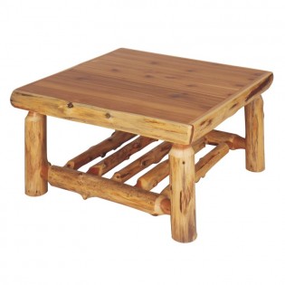 Square Cedar Log Coffee Table-34 Inch