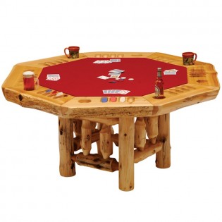 Cedar Poker Table with Log Base