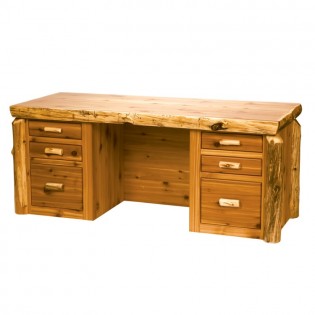 Cedar Log Executive Desk-Liquid Glass Finish