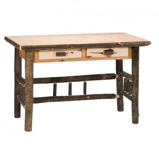2 Drawer Hickory Writing Desk-Armor Finish Top