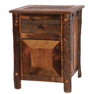 Barn Wood Enclosed Nightstand with Hickory Legs