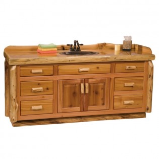 6' Log Vanity, with Slab Style Top, Sink Center