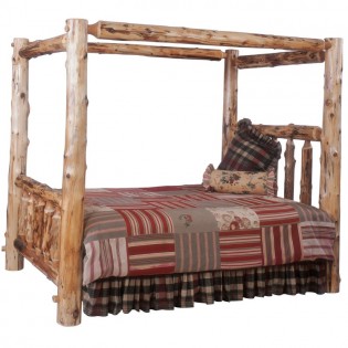 Log Canopy Bed-Queen