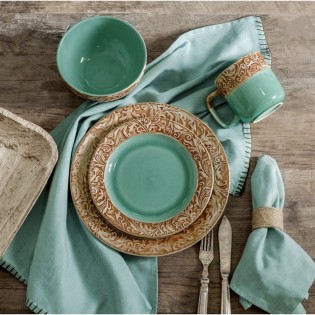 16 Piece Turquoise Dinnerware Set