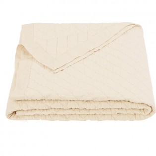 Cream Quilted Linen Quilt-Queen