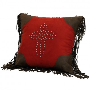 Red Rodeo Studded Cross Pillow