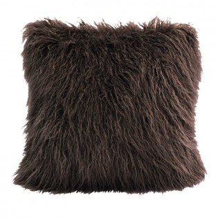 Mongolian Faux Fur Pillow-Brown