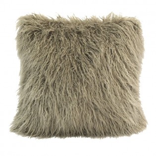 Mongolian Faux Fur Pillow-Taupe
