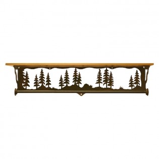 34" Pine Tree Towel Bar with Shelf