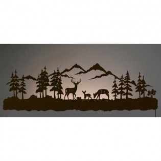 42" Deer Family Back Lit Wall Art