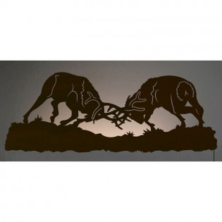 42" Fighting Elk Back Lit Wall Art