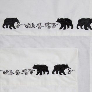 Embroidered Bear & Pine Cone Sheets-Twin