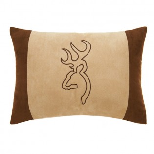Cream Buckmark Embroidered Oblong Pillow