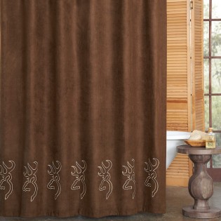 Buckmark Embroidered Shower Curtain