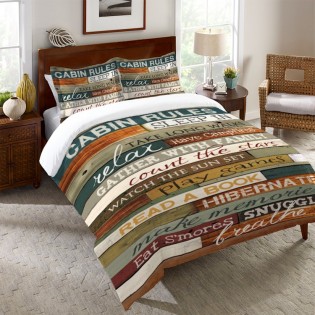 Cabin Rules Duvet Cover-Twin