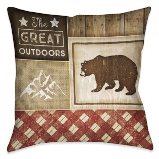 Country Cabin Bear Pillow