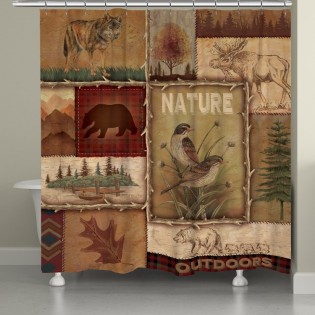 Lodge Collage 2 Shower Curtain