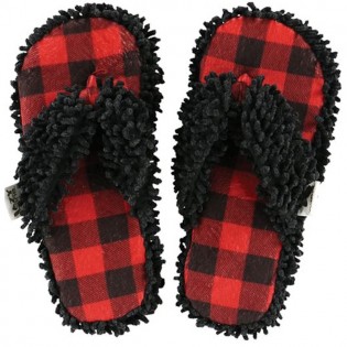 Small/Medium Moose Plaid Spa Slippers