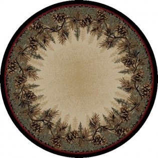 8' Pine Cone Border Round Rug