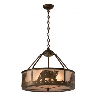 Black Bear Chandelier with Silver Mica