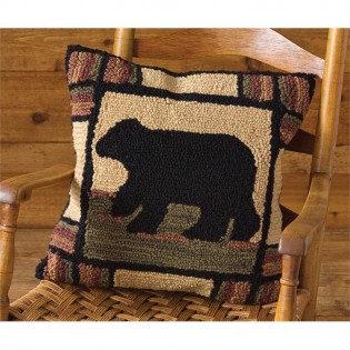 Adirondack Bear Hooked Pillow