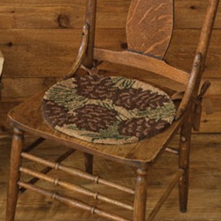 Natural Pine Cone Hooked Chair Pad