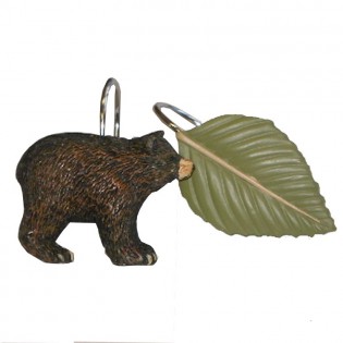 Black Bear Shower Curtain Hook Set