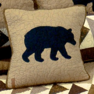 Woodcut Bear Accent Pillow