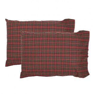 Tartan Red Plaid Pillow Case Shams-Set of 2