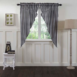 Annie Black Buffalo Check Prairie Curtain Set