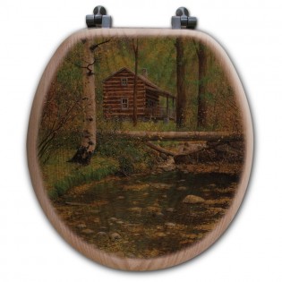 Log Cabin Round Toilet Seat