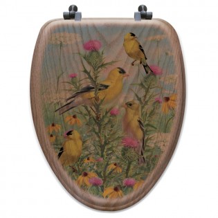 Golden Glories Song Bird Toilet Seat-Elongated