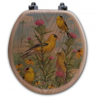 Golden Glories Song Bird Toilet Seat-Round